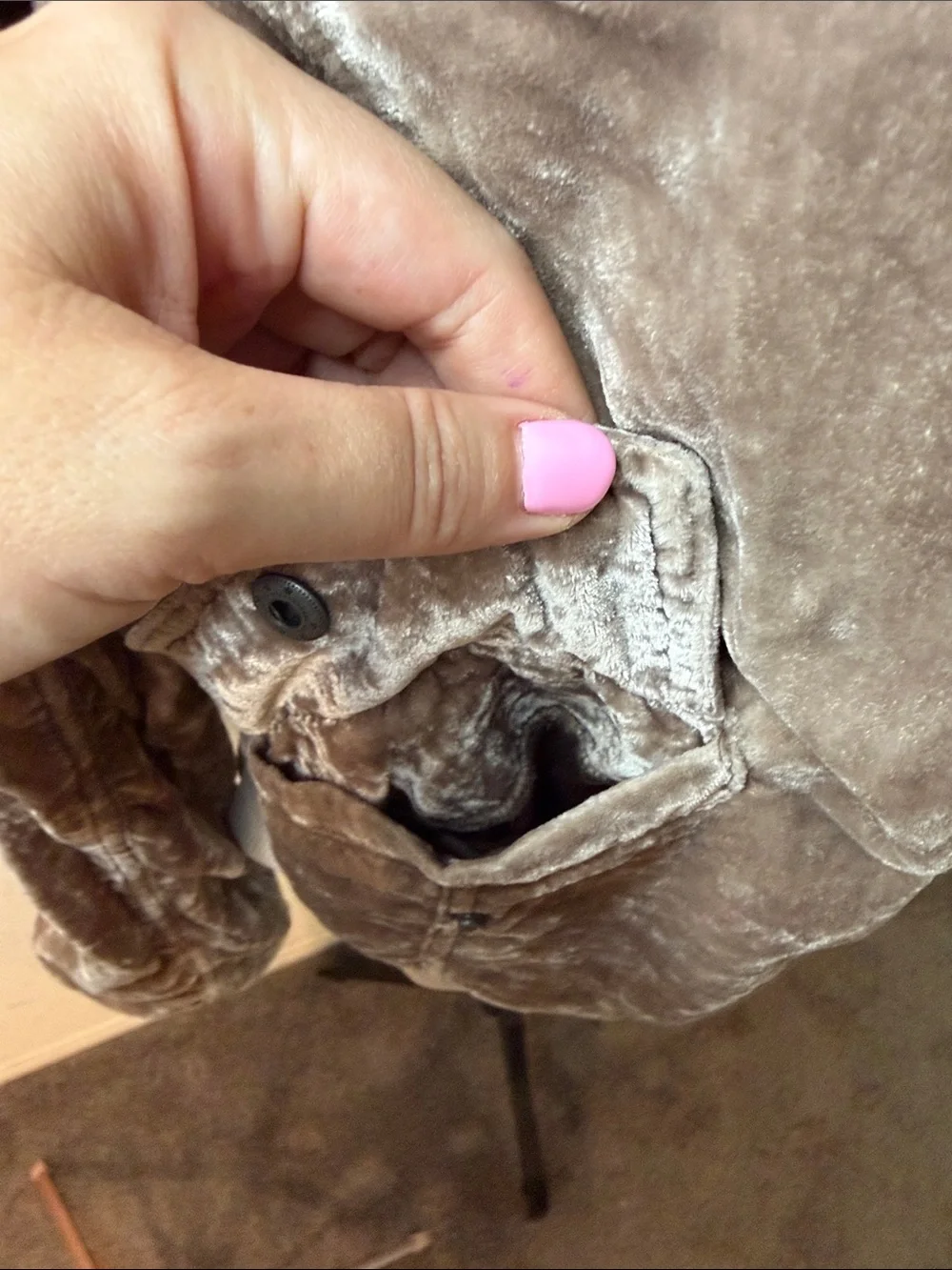 Free People Taupe Velvet Bomber Jacket